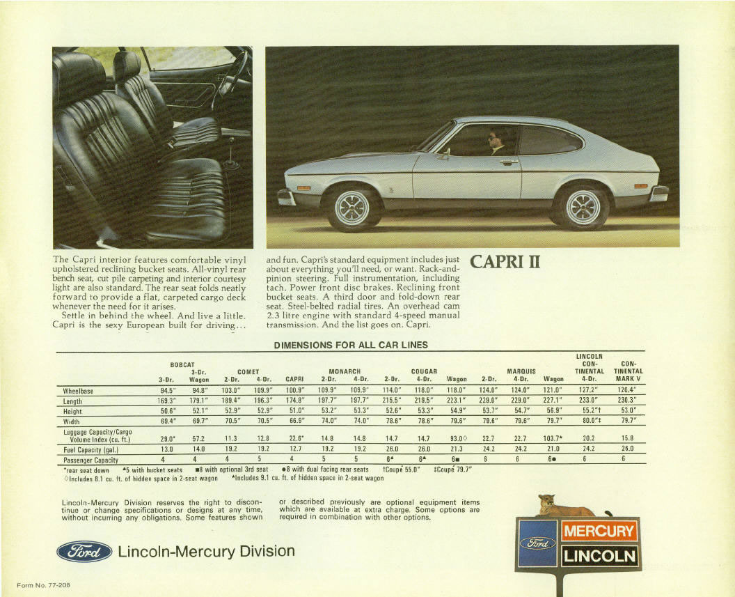 1977 Lincoln Mercury Foldout Page 5